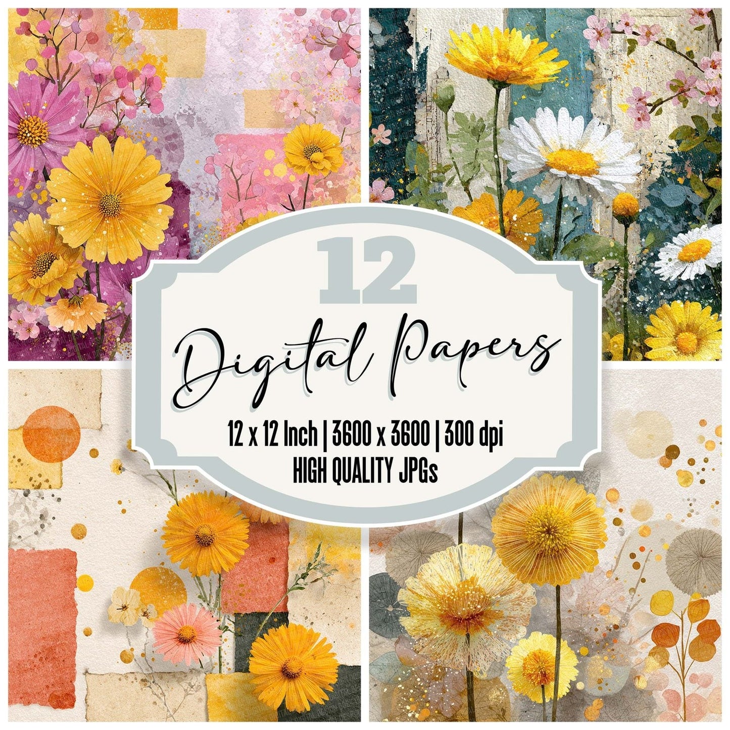 Flower Market Bright Digital Paper Pack (DDD001740)