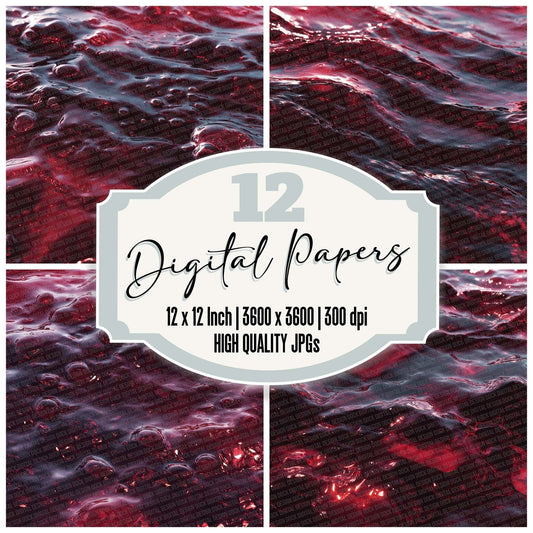 Flowing Red Wine Texture Digital Paper Pack (DDD001741)