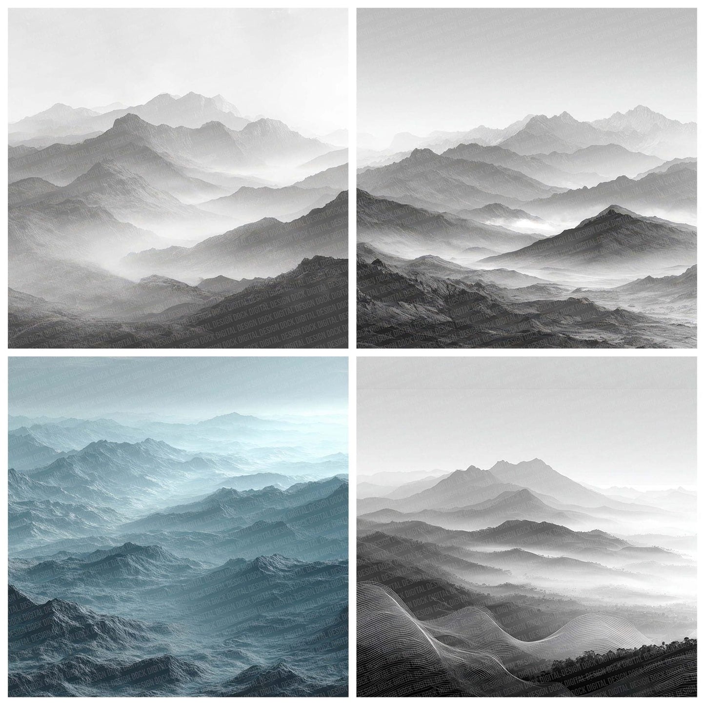 Fog Peak Lines Digital Paper Pack (DDD001748)