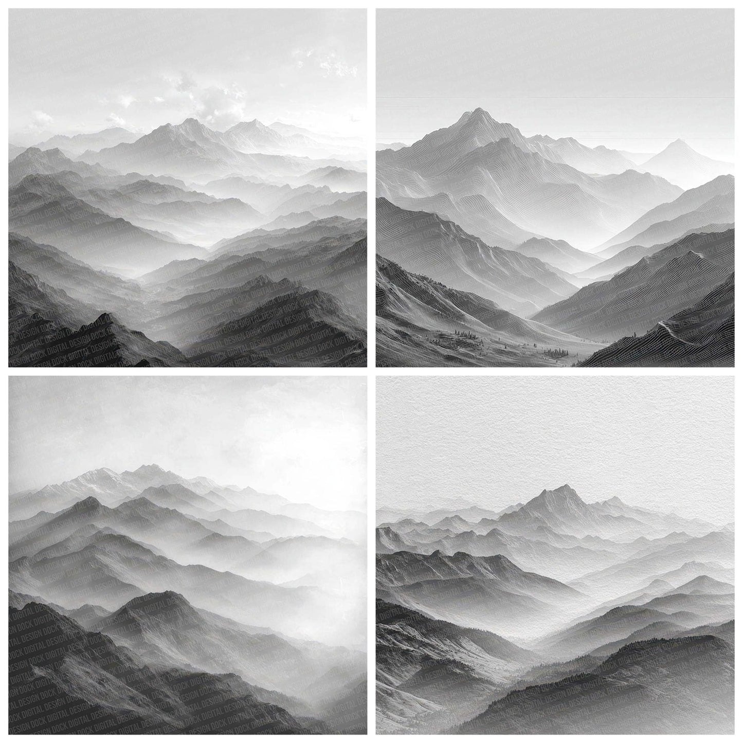 Fog Peak Lines Digital Paper Pack (DDD001748)