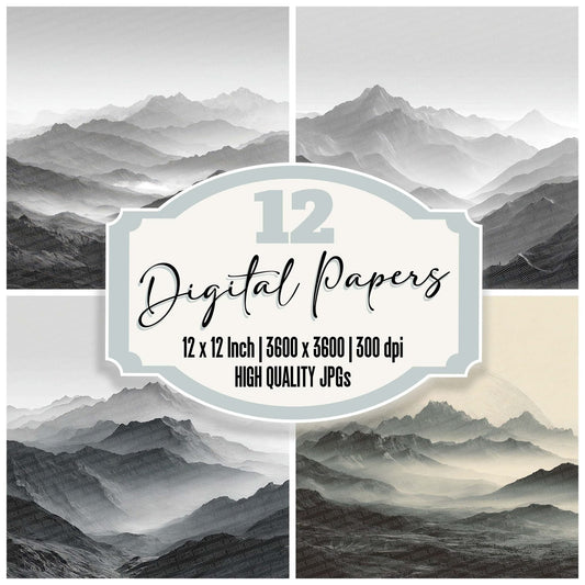 Fog Peak Lines Digital Paper Pack (DDD001748)