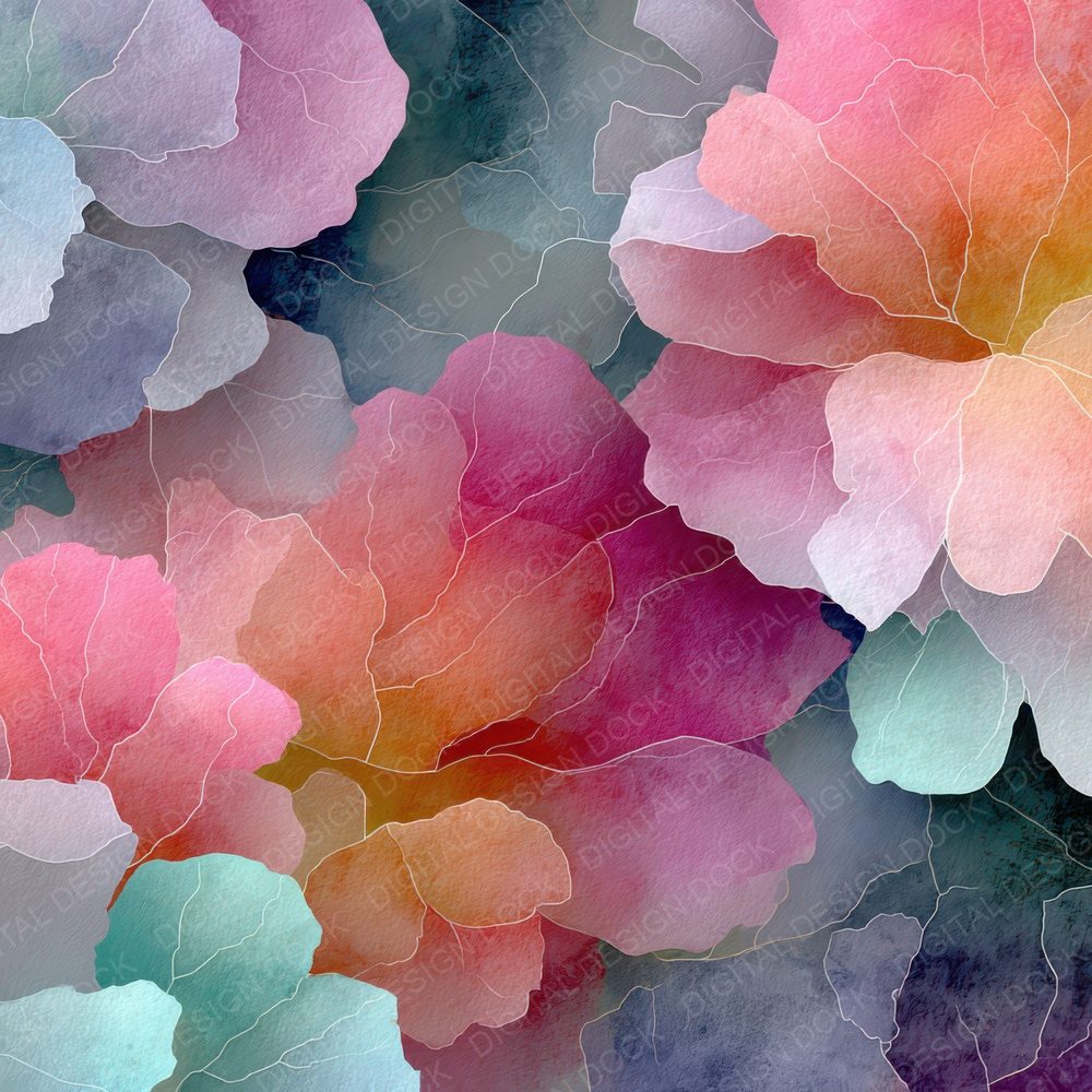 Fogged Neon Floral Rainbow Wash Background Digital Paper Pack (DDD007755)