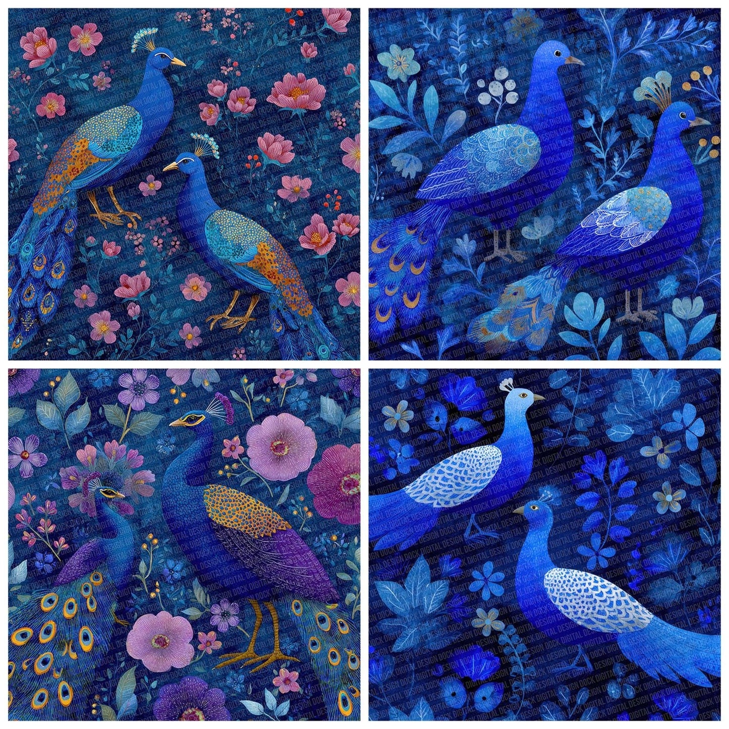 Folk Art Bird Bloom Digital Paper Pack (DDD001752)