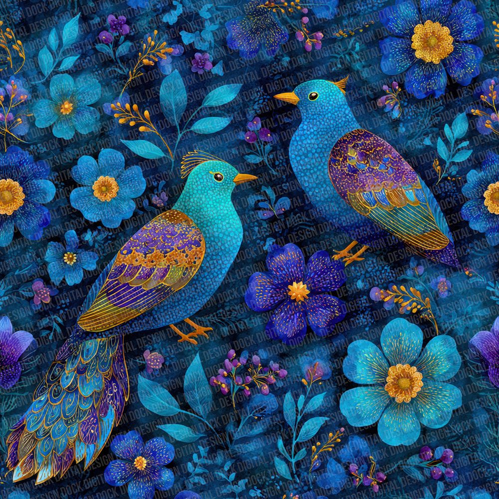 Folk Art Bird Bloom Digital Paper Pack (DDD001752)