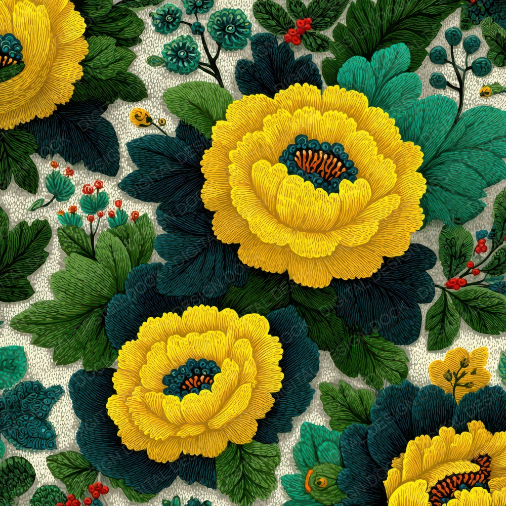 Folk Block Floral Background Digital Paper Pack (DDD007858)