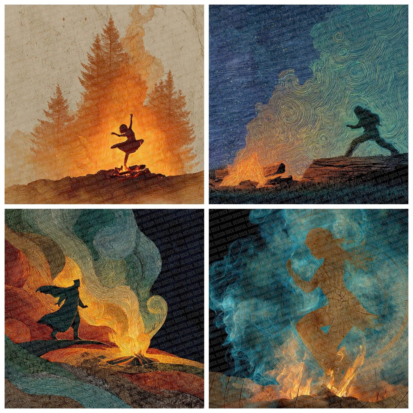 Folk Flame Vision Digital Paper Pack (DDD001756)