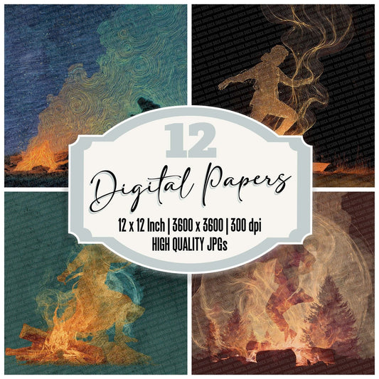 Folk Flame Vision Digital Paper Pack (DDD001756)