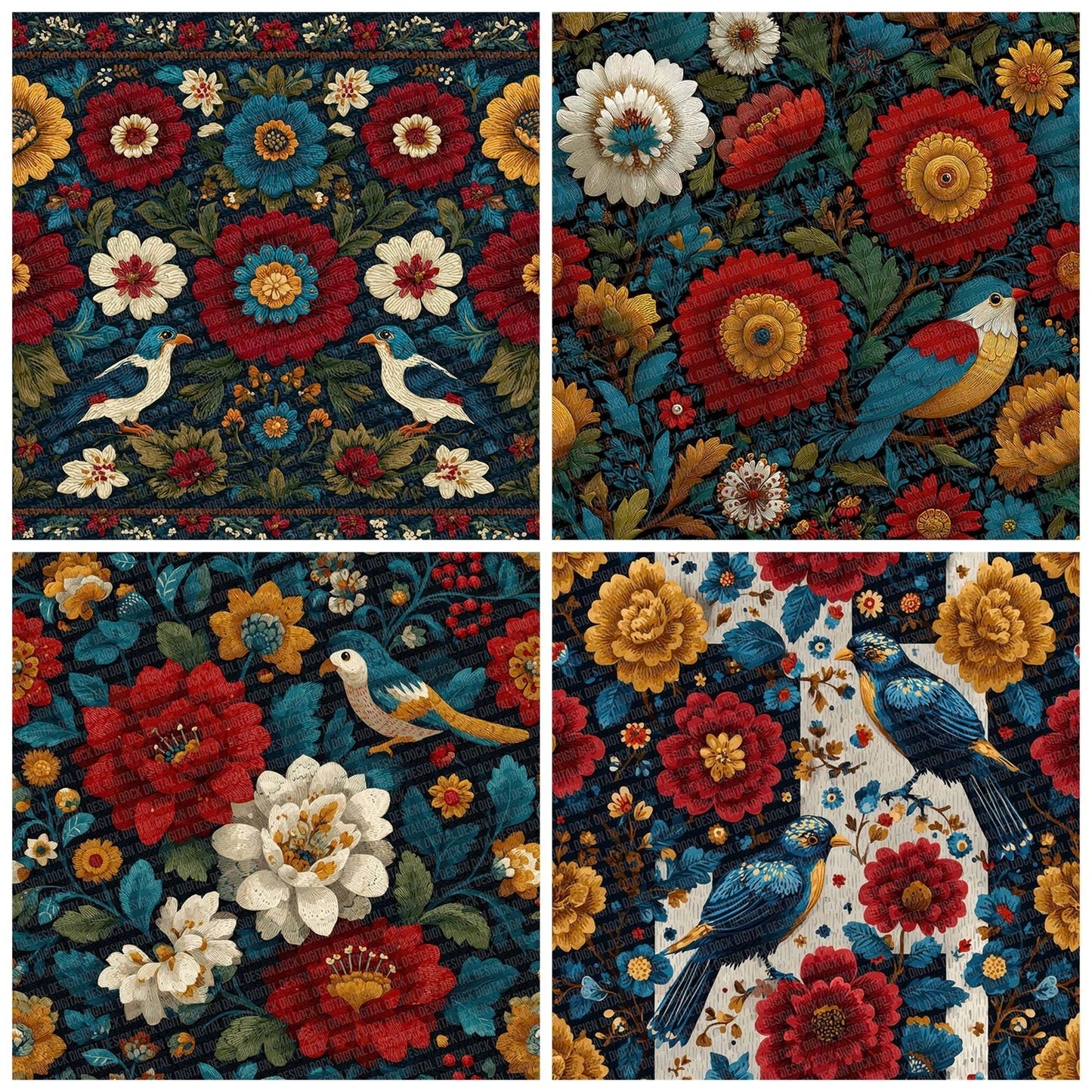 Folk Floral Rustic Digital Paper Pack (DDD001760)