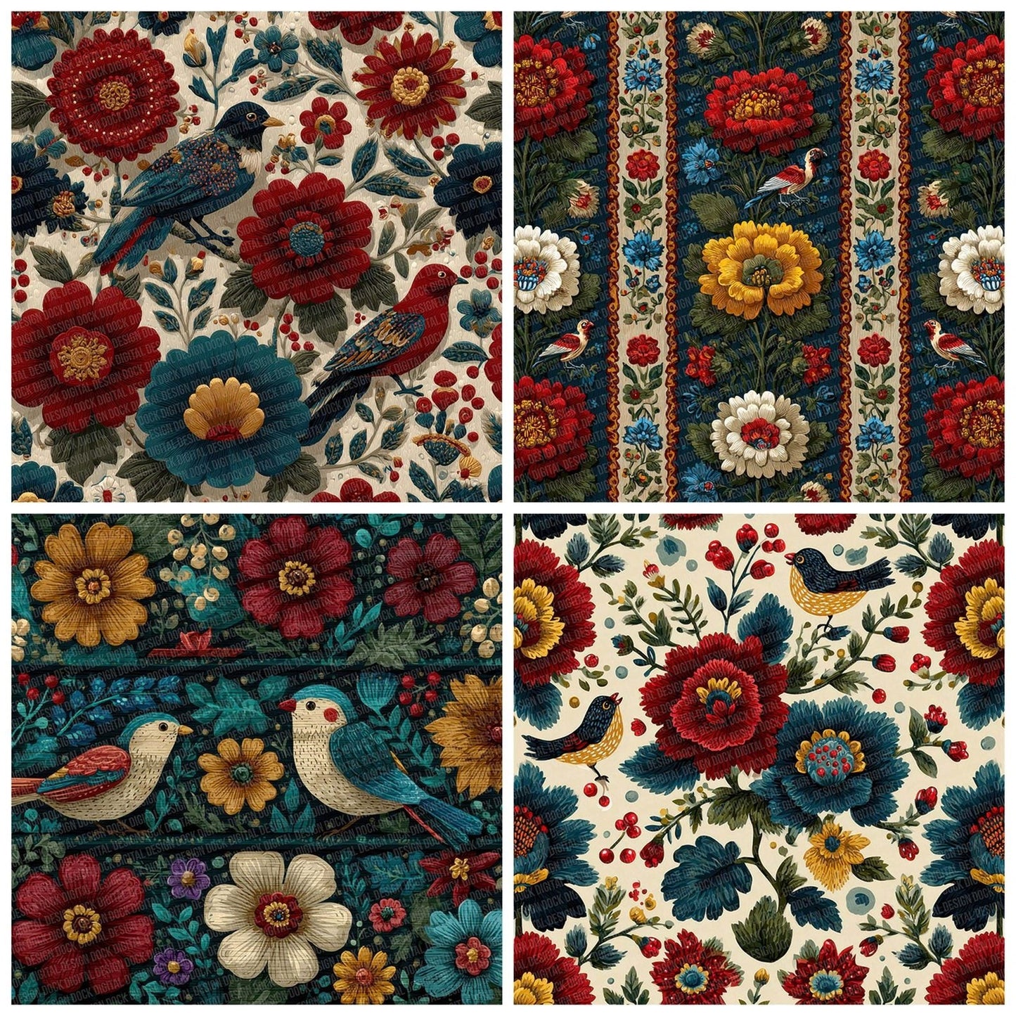Folk Floral Rustic Digital Paper Pack (DDD001760)