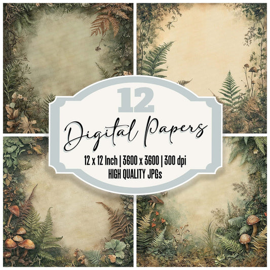 Forest Fern Border Digital Paper Pack (DDD001770)