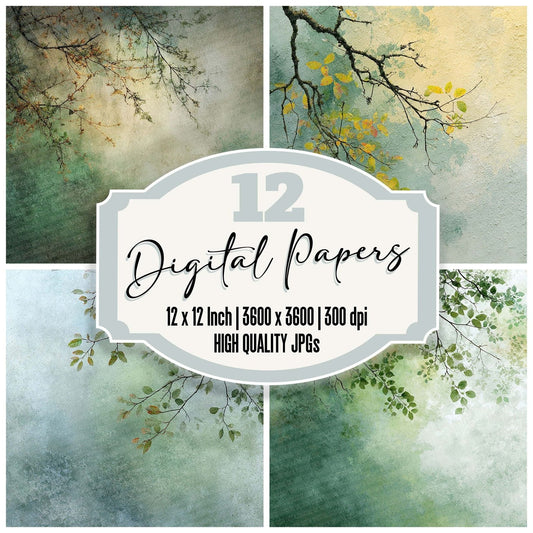 Forest Green Abstract Digital Paper Pack (DDD001772)