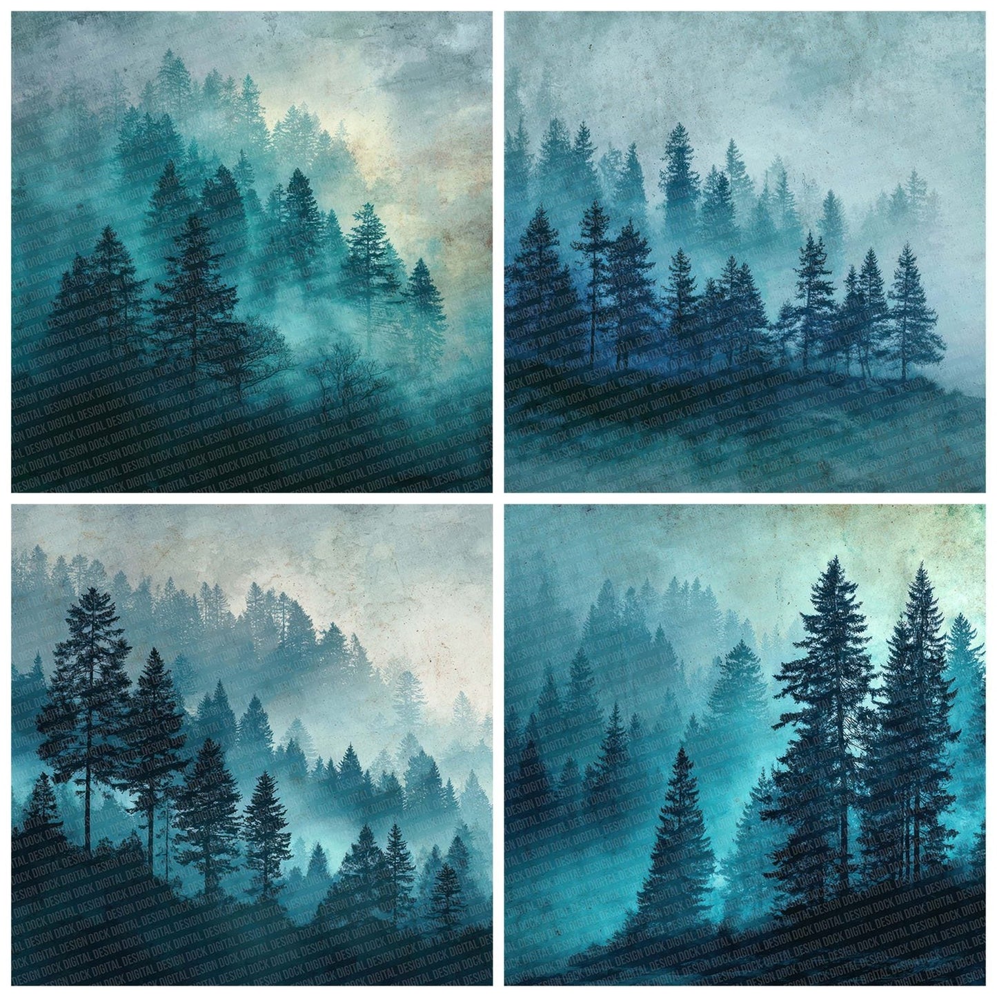 Forest Mist Silhouette Digital Paper Pack (DDD001775)