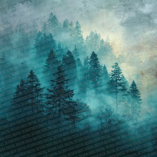 Forest Mist Silhouette Digital Paper Pack (DDD001775)