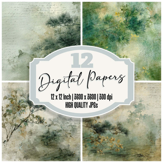Forest Notes Layered Wash Digital Paper Pack (DDD001777)