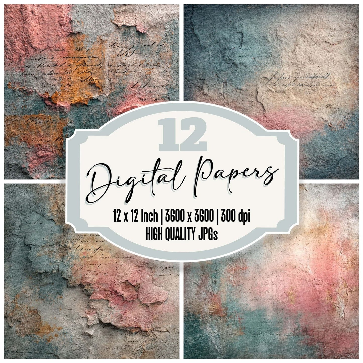 Forgotten Wall Art Layers Script Digital Paper Pack (DDD001783)