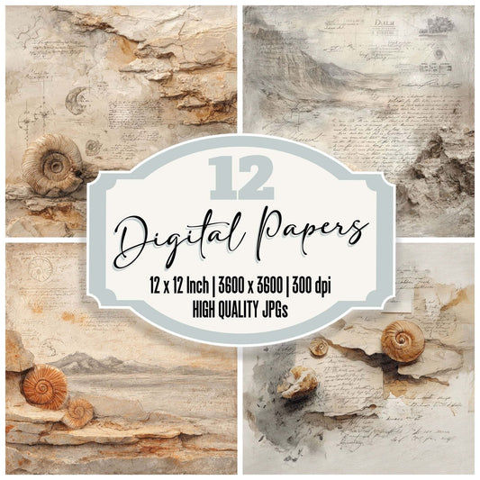 Fossil Geology Notes Wash Digital Paper Pack (DDD001786)