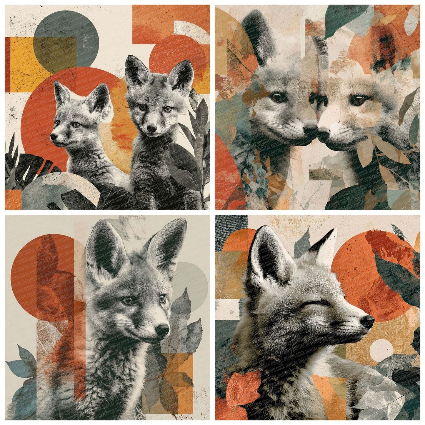 Fox Cub Woodland Moodboard Digital Paper Pack (DDD001790)