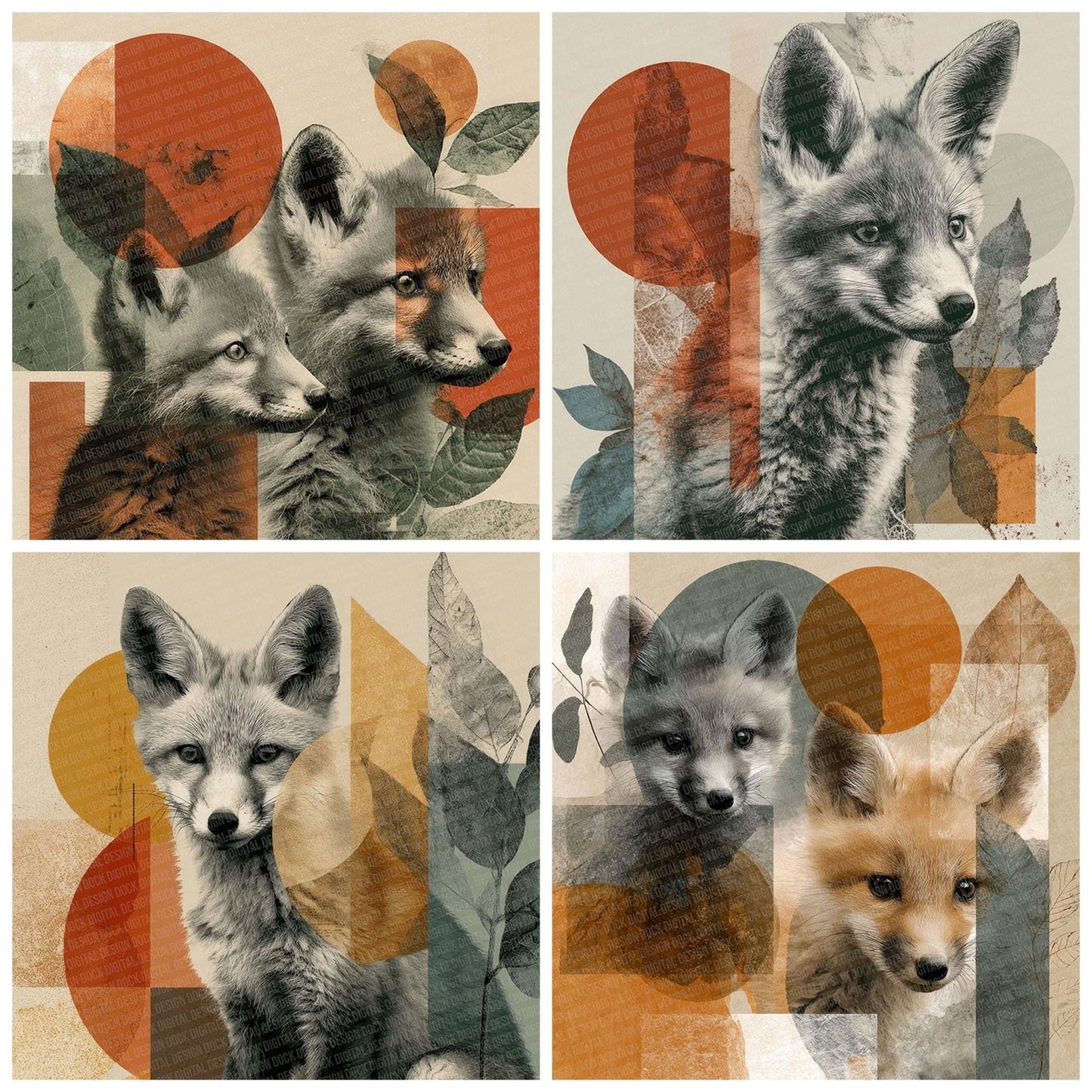 Fox Cub Woodland Moodboard Digital Paper Pack (DDD001790)