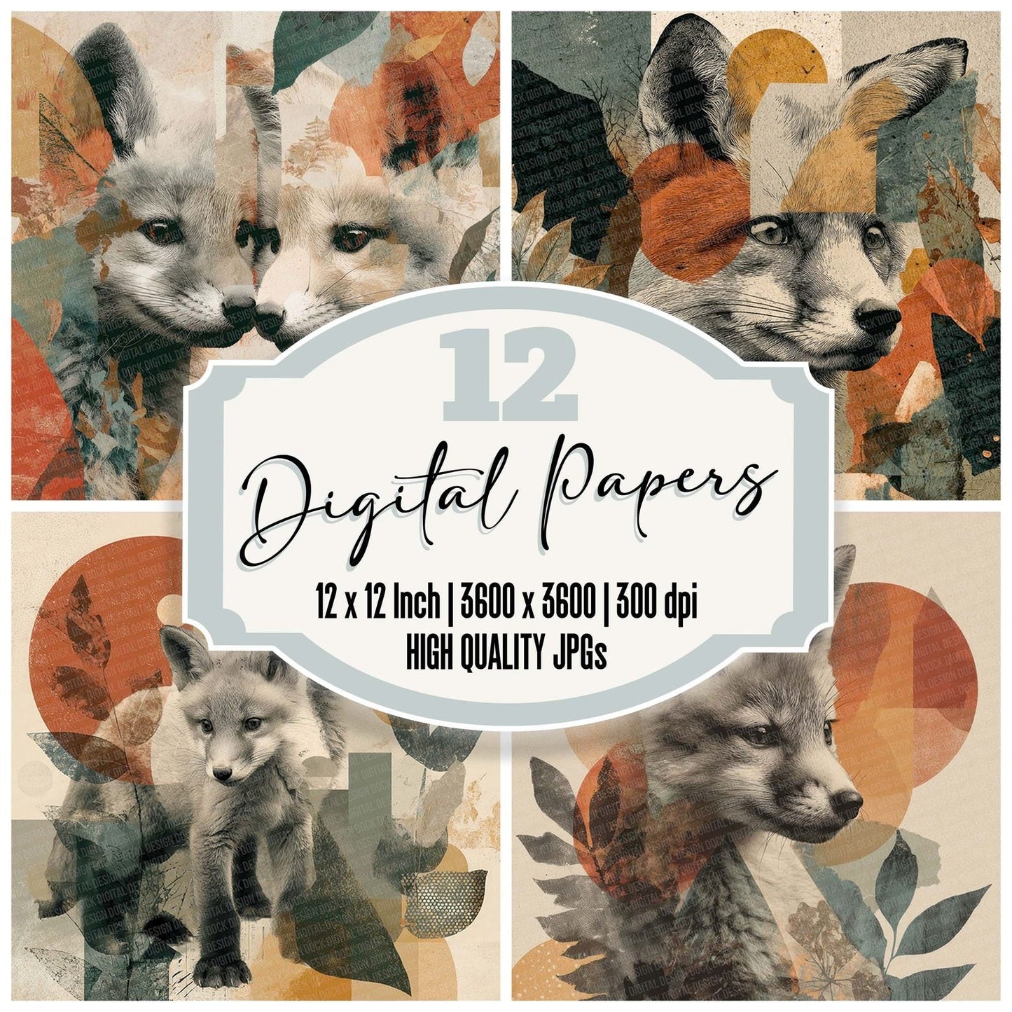 Fox Cub Woodland Moodboard Digital Paper Pack (DDD001790)