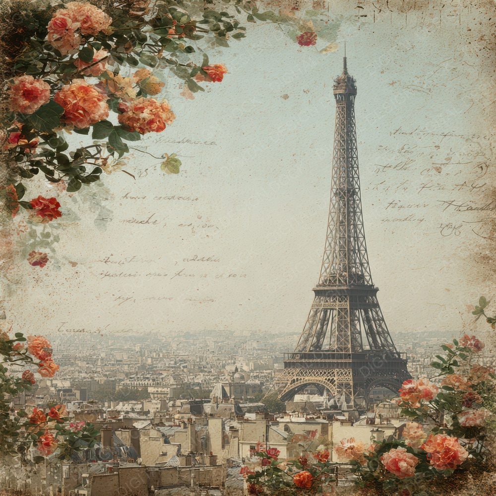 France Charm Paris Postcard Digital Paper Pack (DDD007772)