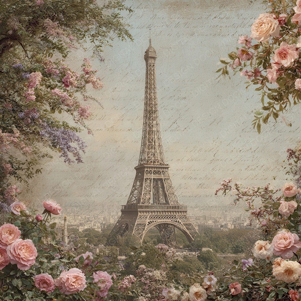 France Charm Paris Roses Digital Paper Pack (DDD007773)