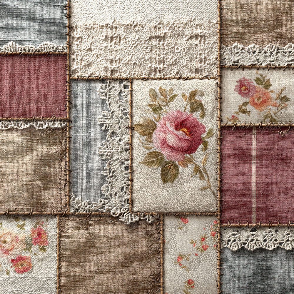 French Country Shabby Patchwork Fabric Digital Paper Pack (DDD001808)