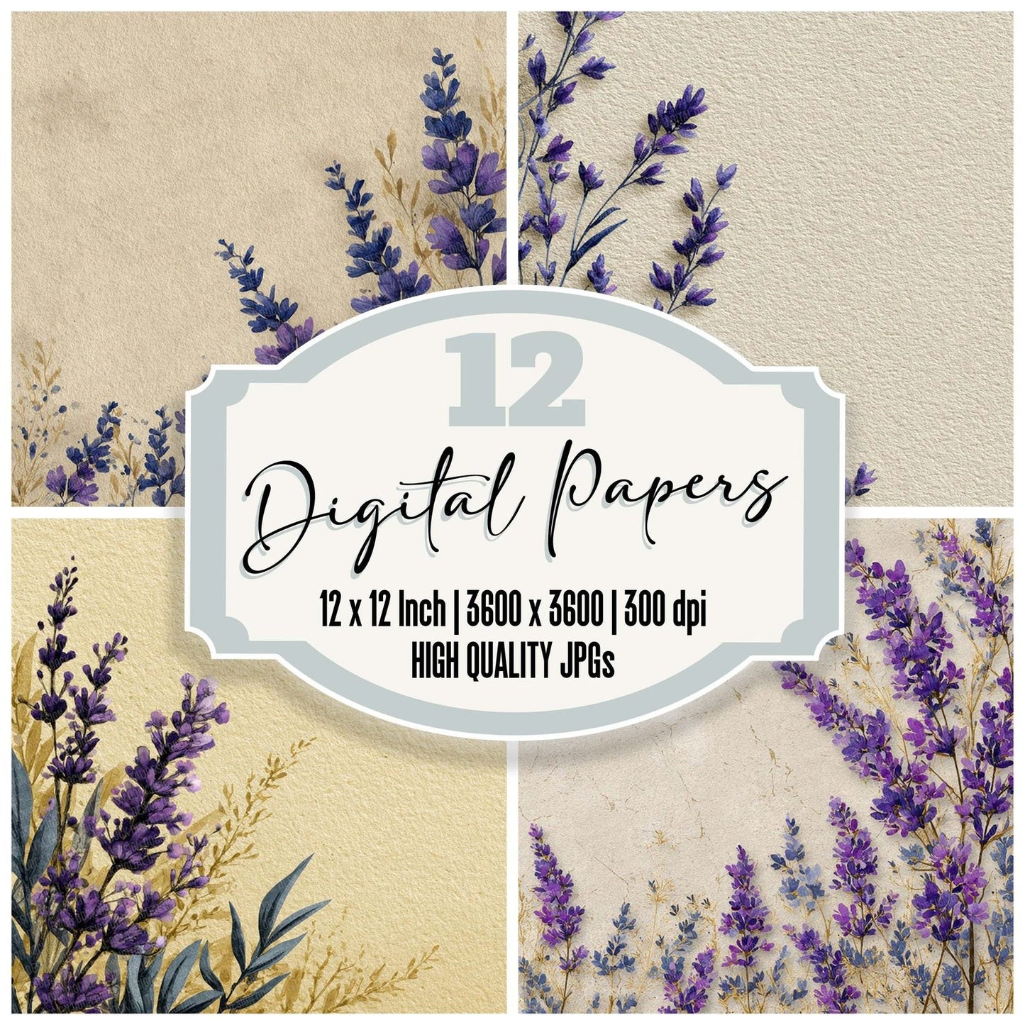French Lavender Border Digital Paper Pack (DDD001810)