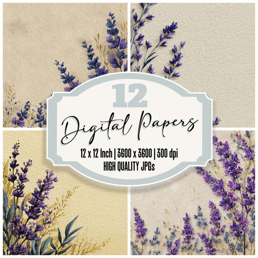 French Lavender Border Digital Paper Pack (DDD001810)