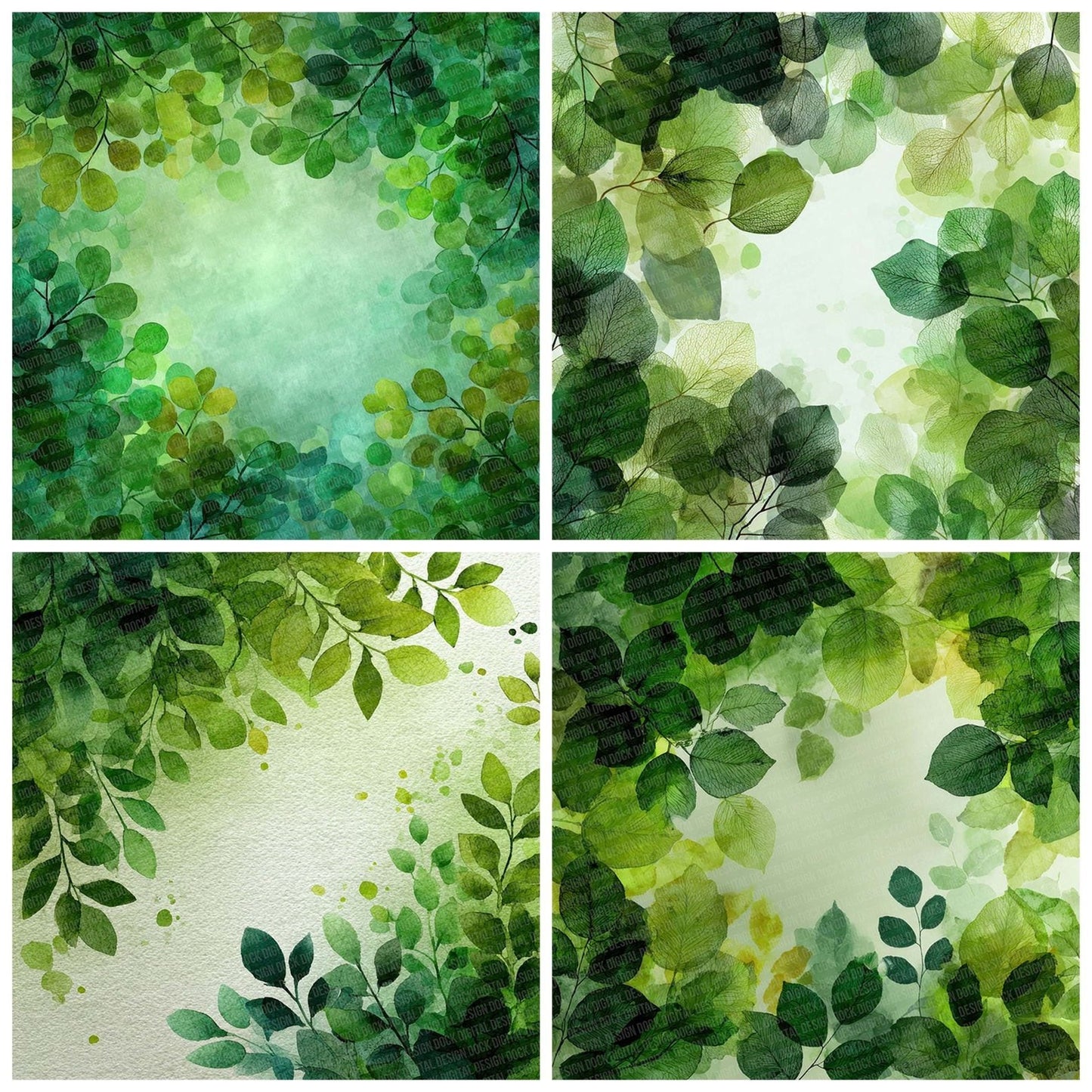 Fresh Green Leaves Digital Paper Pack (DDD001813)