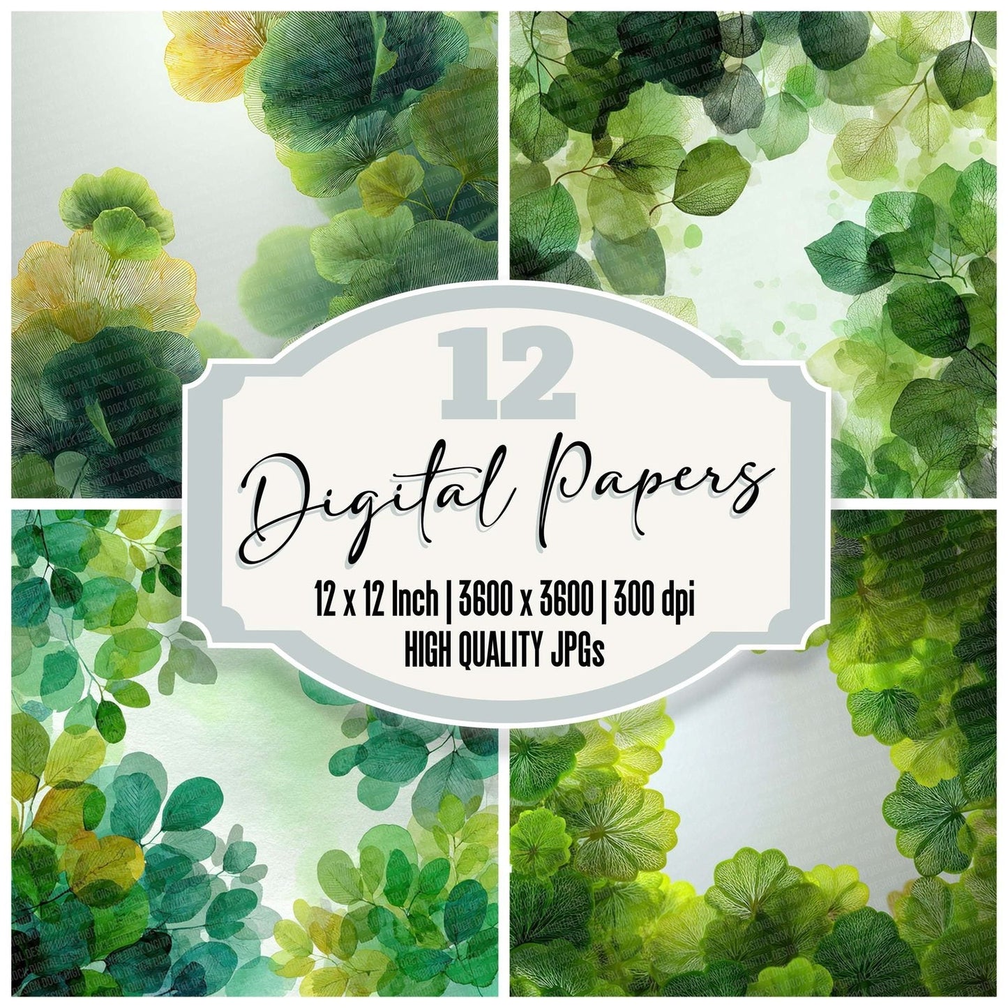 Fresh Green Leaves Digital Paper Pack (DDD001813)