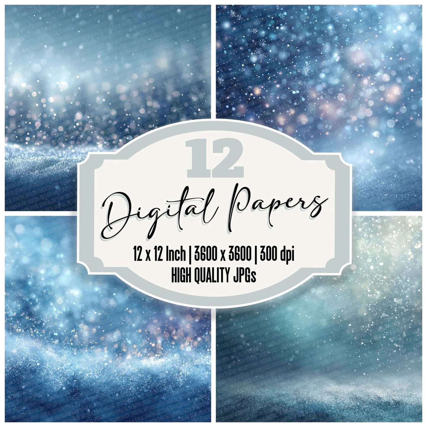 Frost Glow Winter Background Digital Paper Pack (DDD007651)