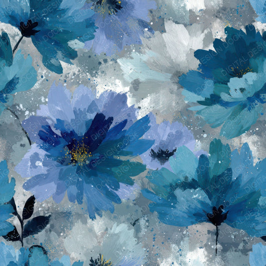 Frost Ink Florals Digital Paper Pack (DDD008011)