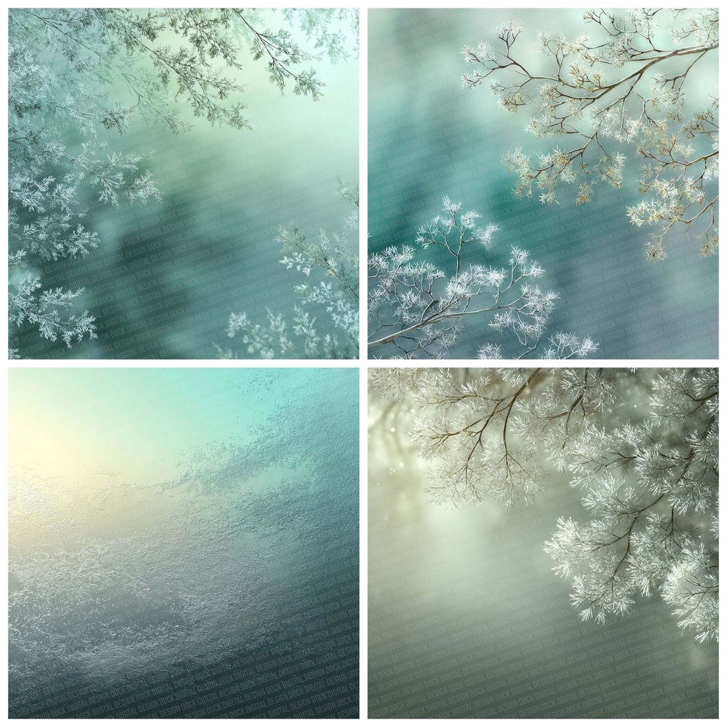 Frost Sage Winter Background Digital Paper Pack (DDD007652)