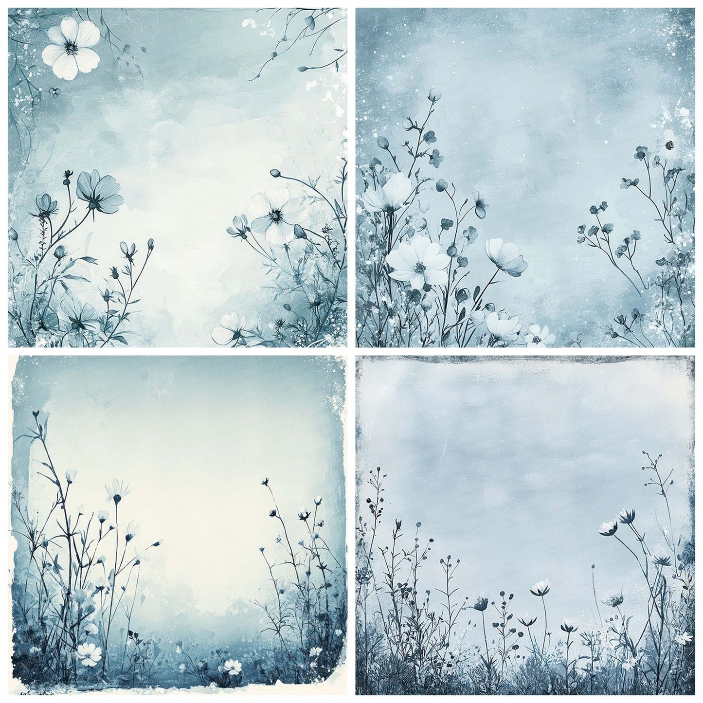 Frosted Ink Flower Digital Paper Pack (DDD001818)