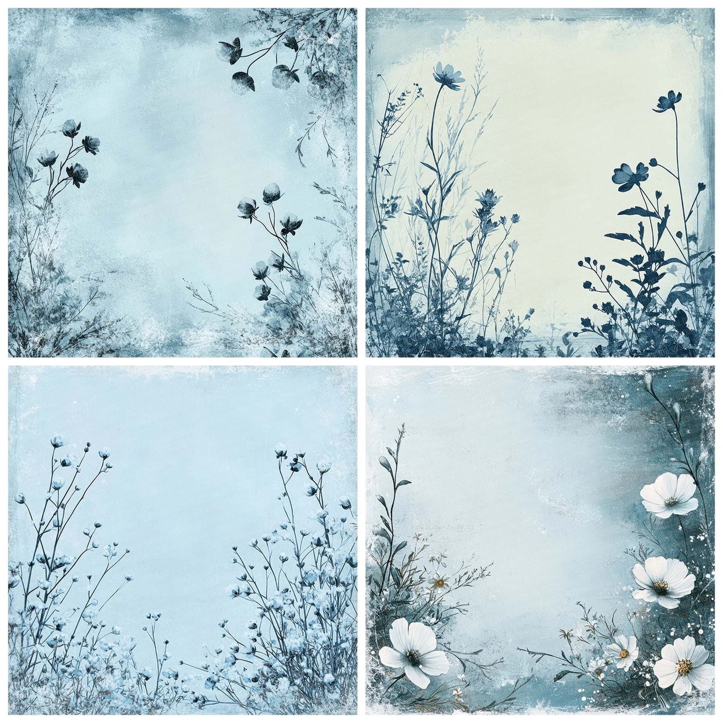 Frosted Ink Flower Digital Paper Pack (DDD001818)