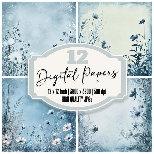 Frosted Ink Flower Digital Paper Pack (DDD001818)