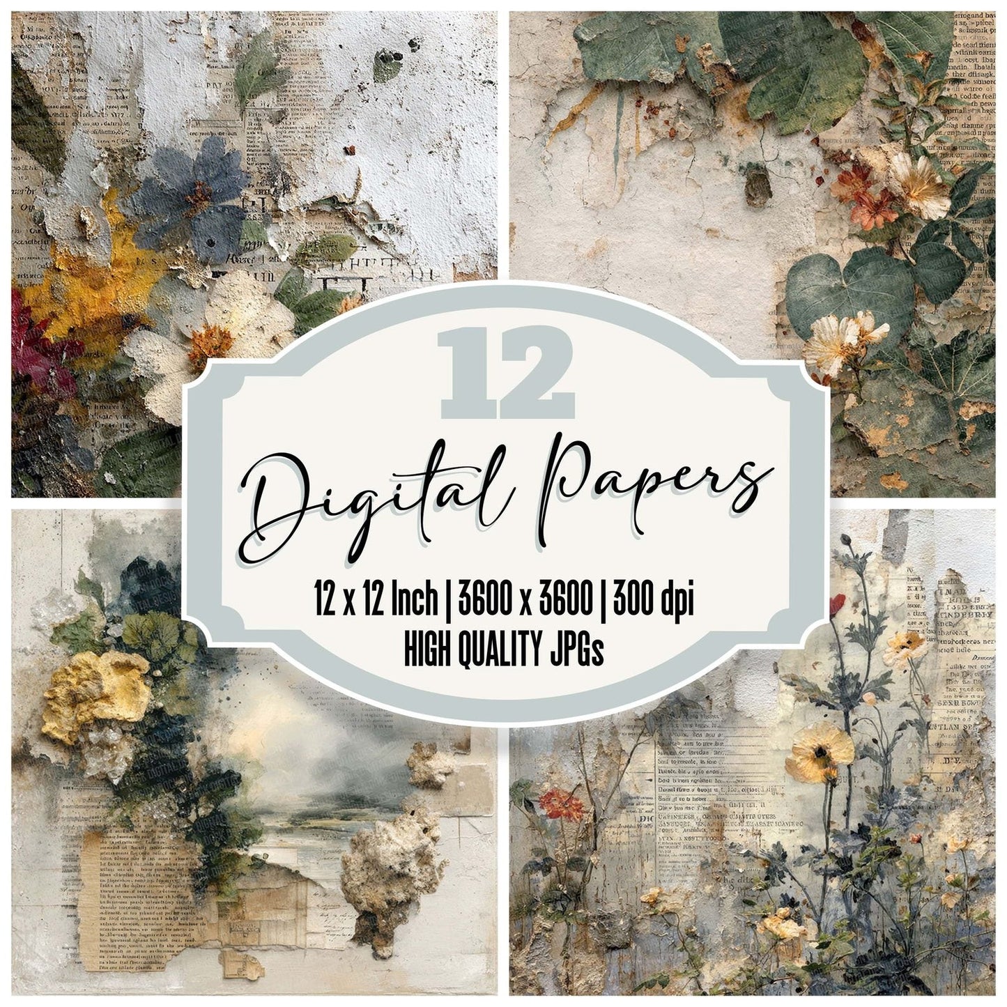 Geo Botanical Tear Digital Paper Pack (DDD001838)