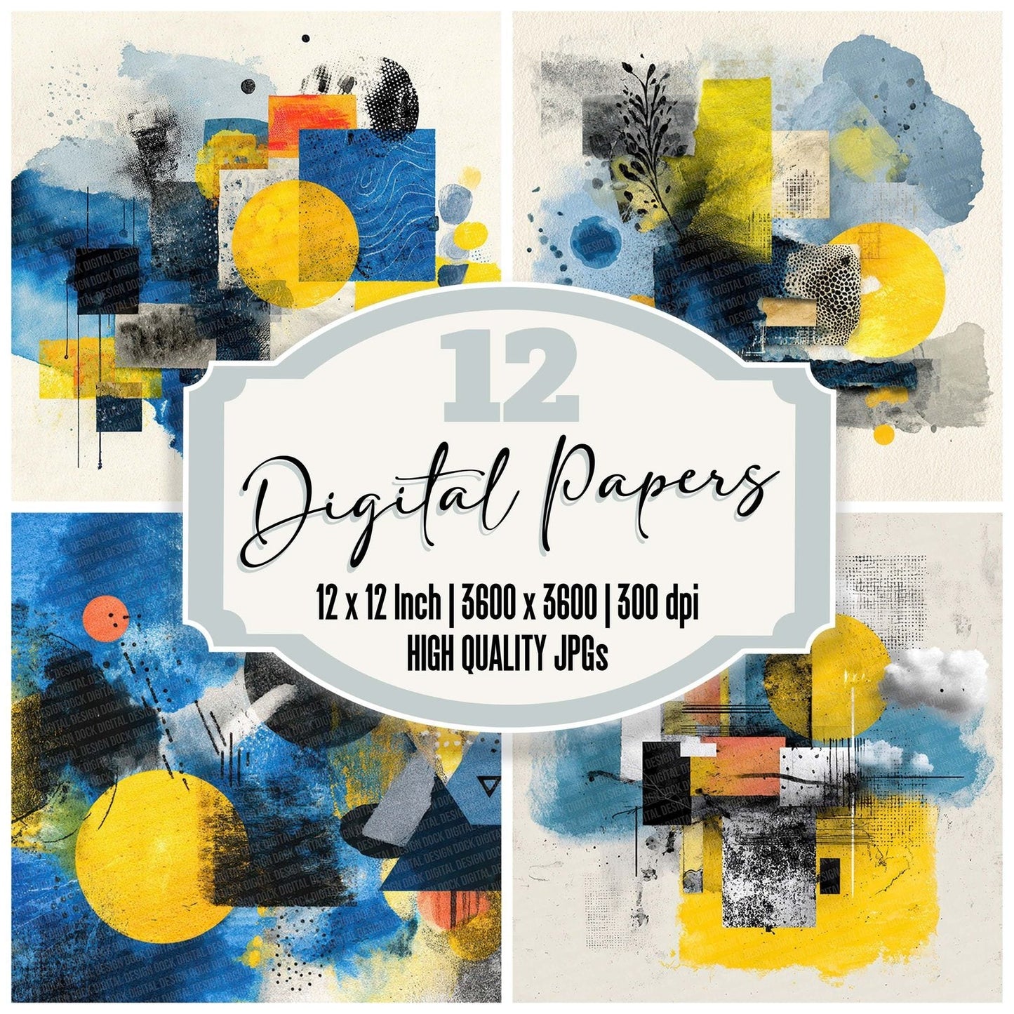 Geo Collage Scribble Digital Paper Pack (DDD001839)