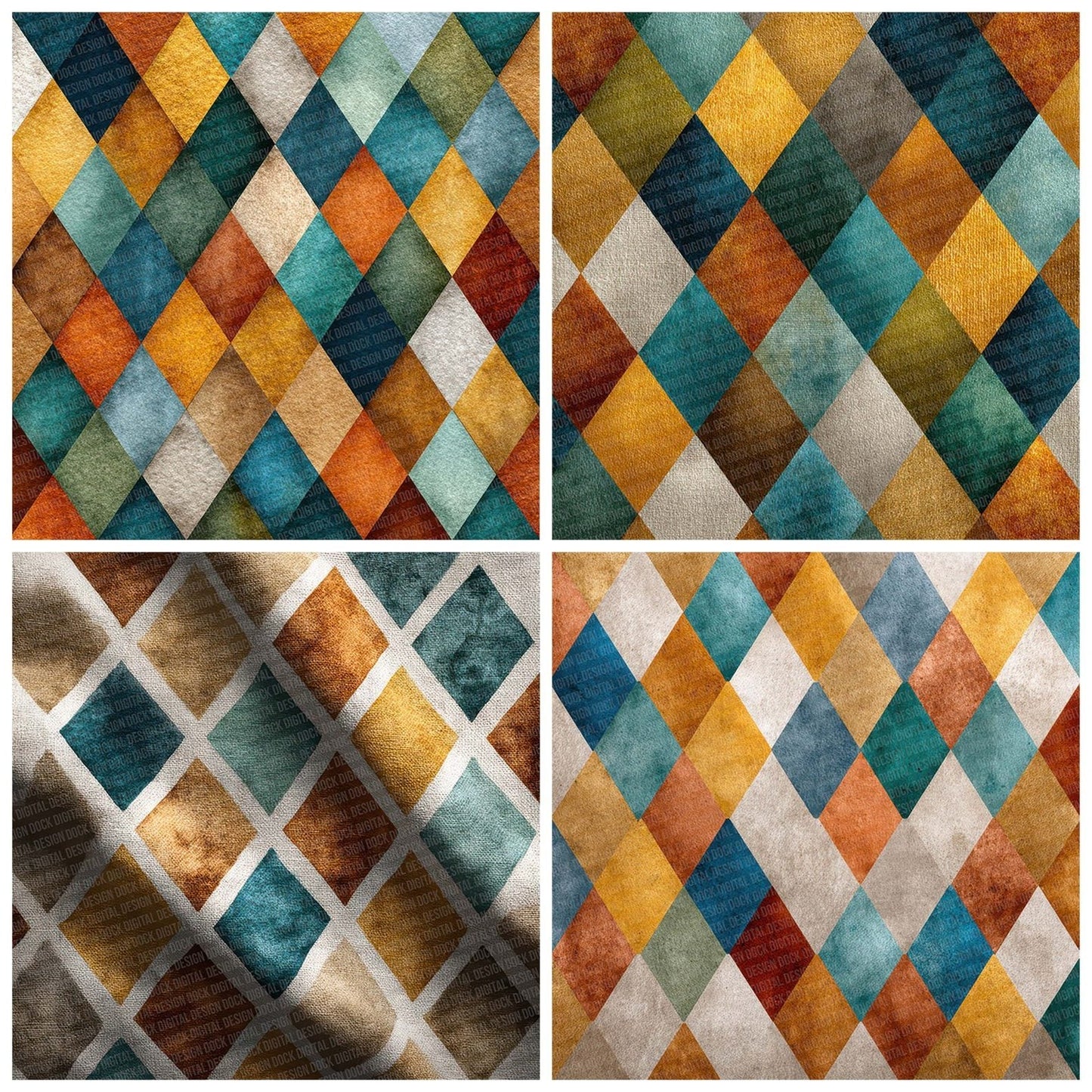 Geometric Mustard Linen Digital Paper Pack (DDD007653)