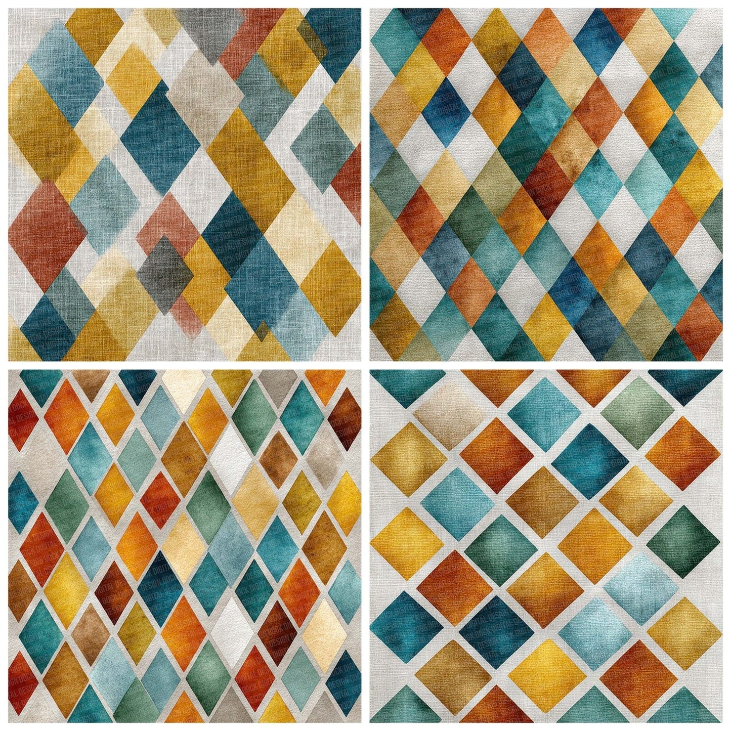 Geometric Mustard Linen Digital Paper Pack (DDD007653)