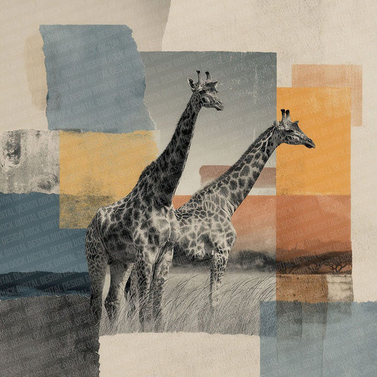 Giraffe Savannah Moodboard Digital Paper Pack (DDD001859)