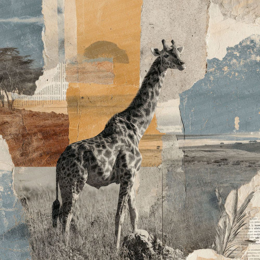 Giraffe Savannah Moodboard Digital Paper Pack (DDD001859)