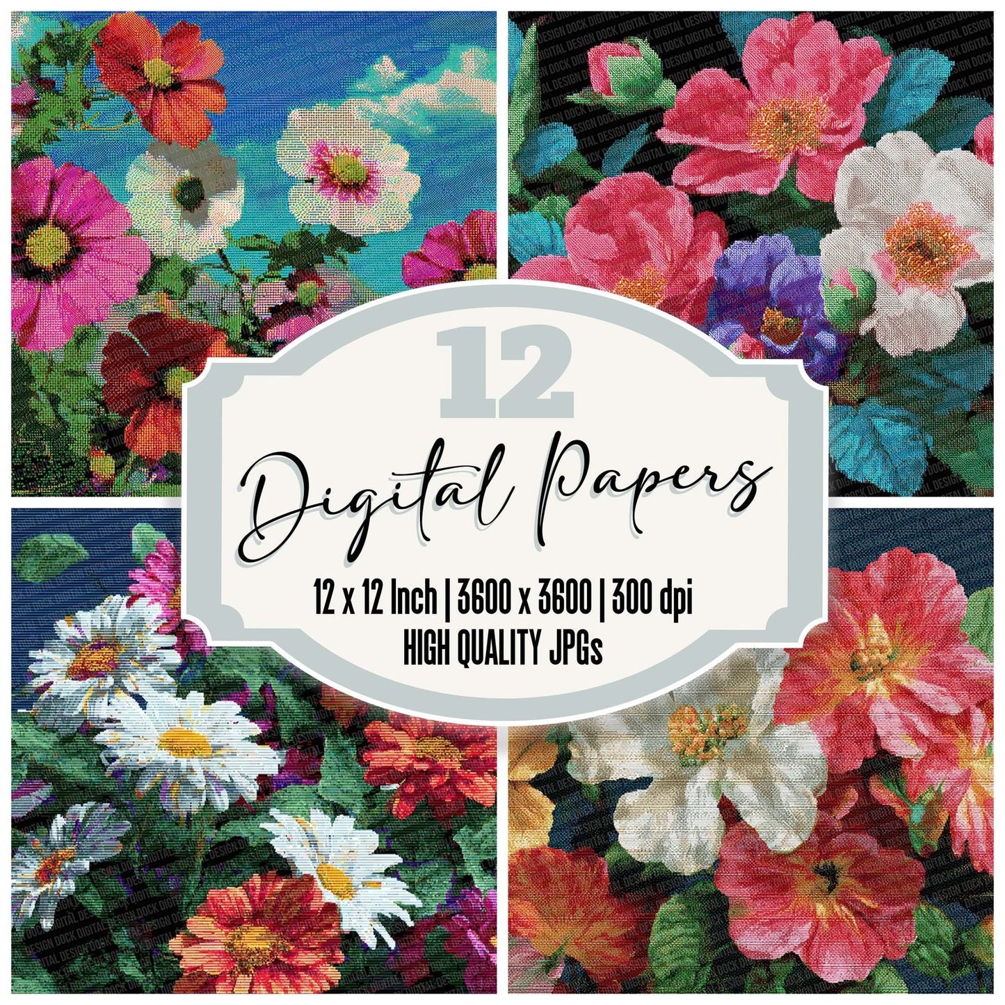 Glitch Garden Pixels Digital Paper Pack (DDD001872)
