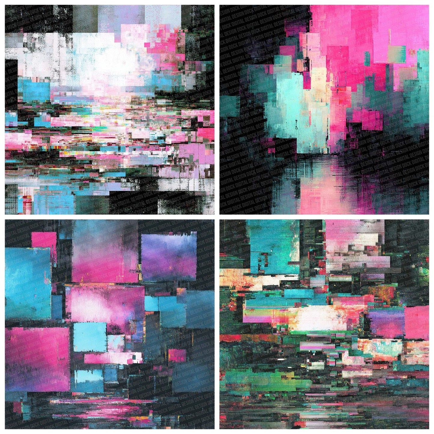 Glitch Pixel Haze Digital Paper Pack (DDD001875)