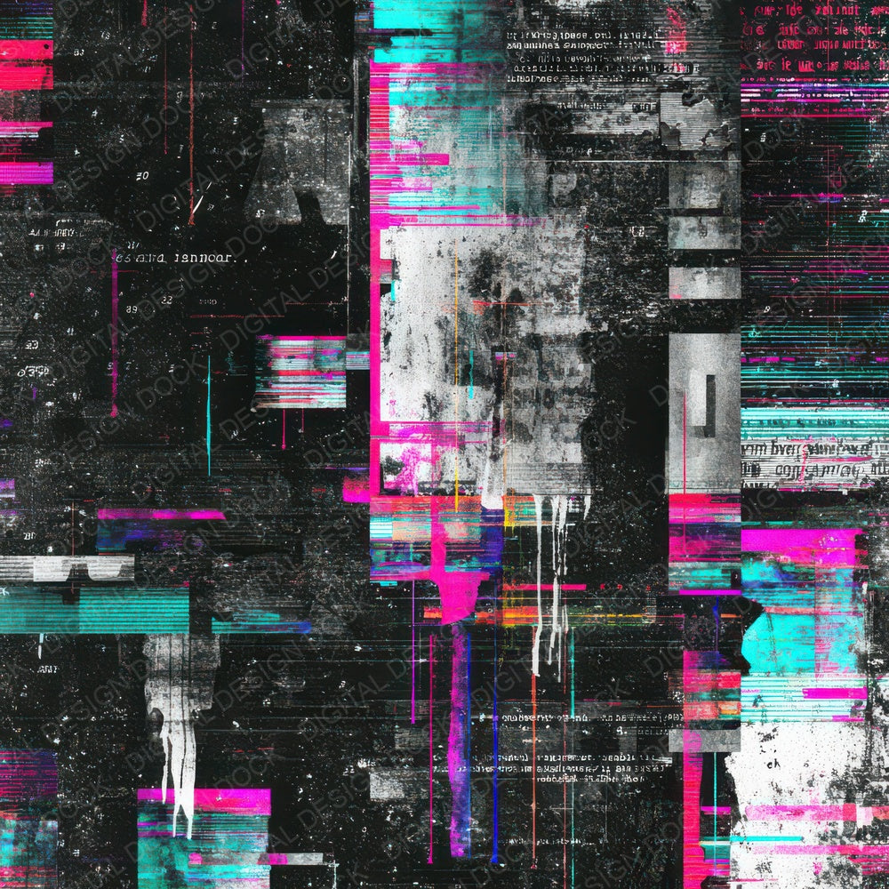 Glitch Text Melt Digital Paper Pack (DDD008794)