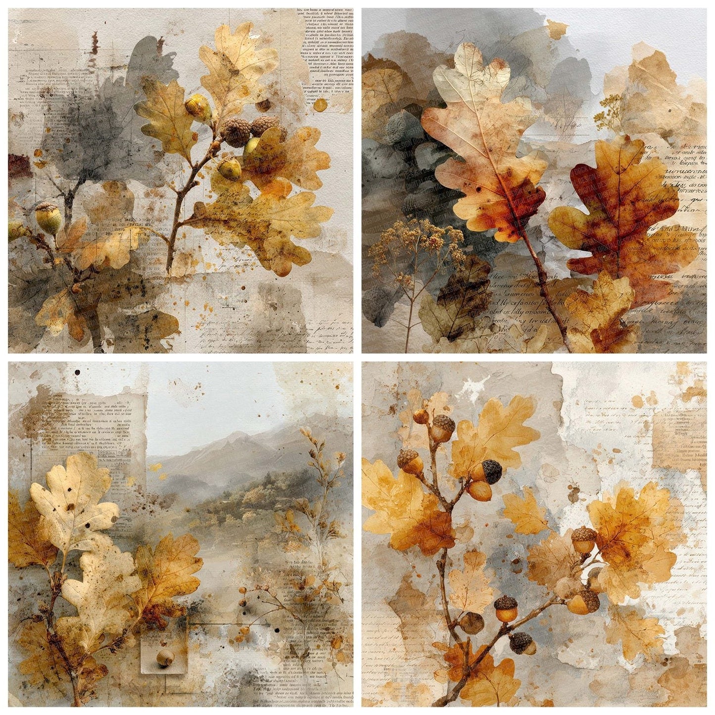 Gold Autumn Oak Journal Digital Paper Pack (DDD001880)