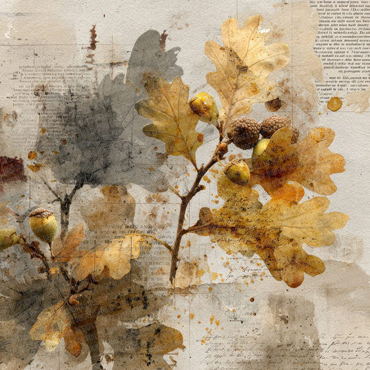 Gold Autumn Oak Journal Digital Paper Pack (DDD001880)