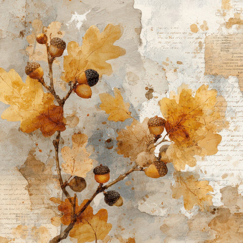 Gold Autumn Oak Journal Digital Paper Pack (DDD001880)