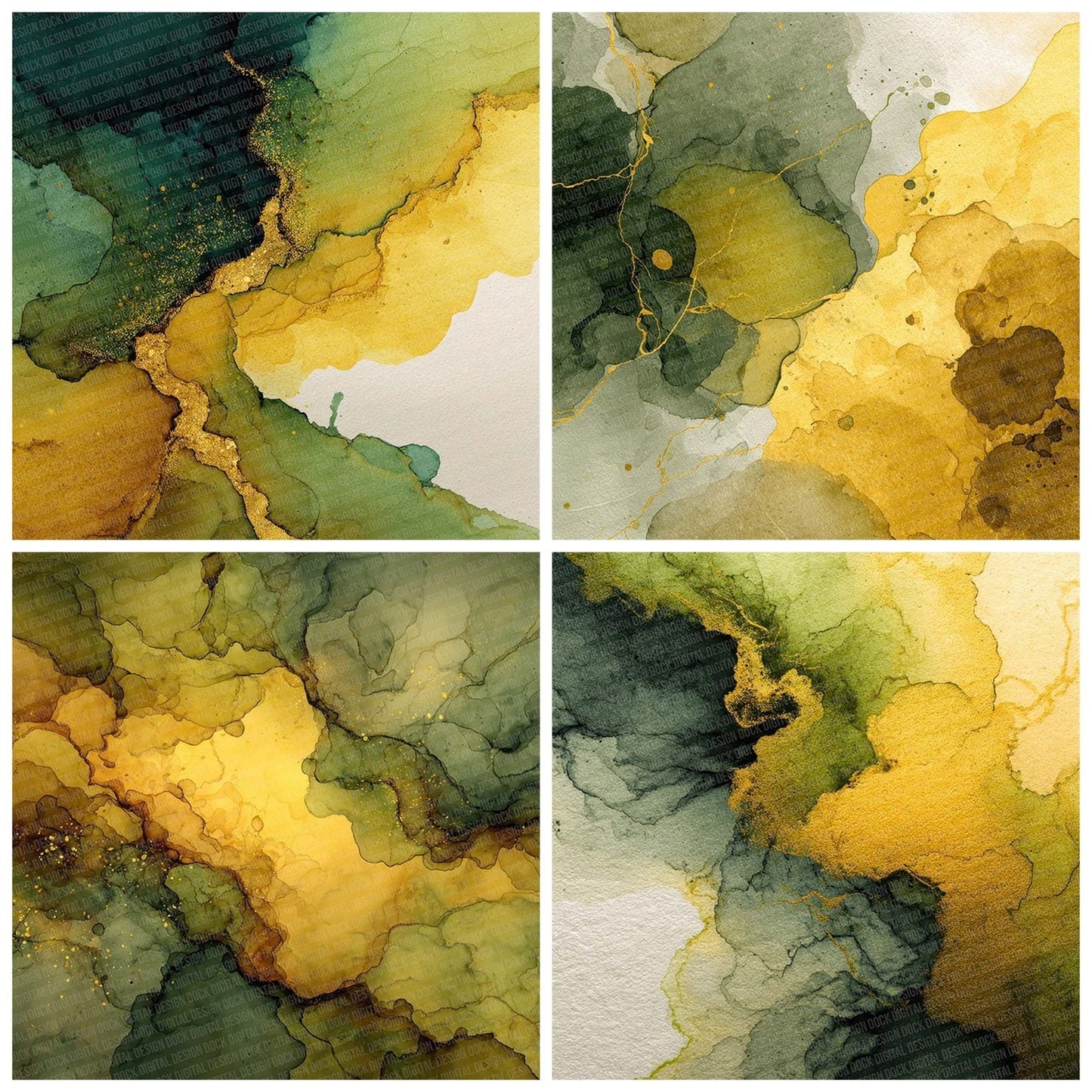 Gold Chartreuse Melt Digital Paper Pack (DDD001883)
