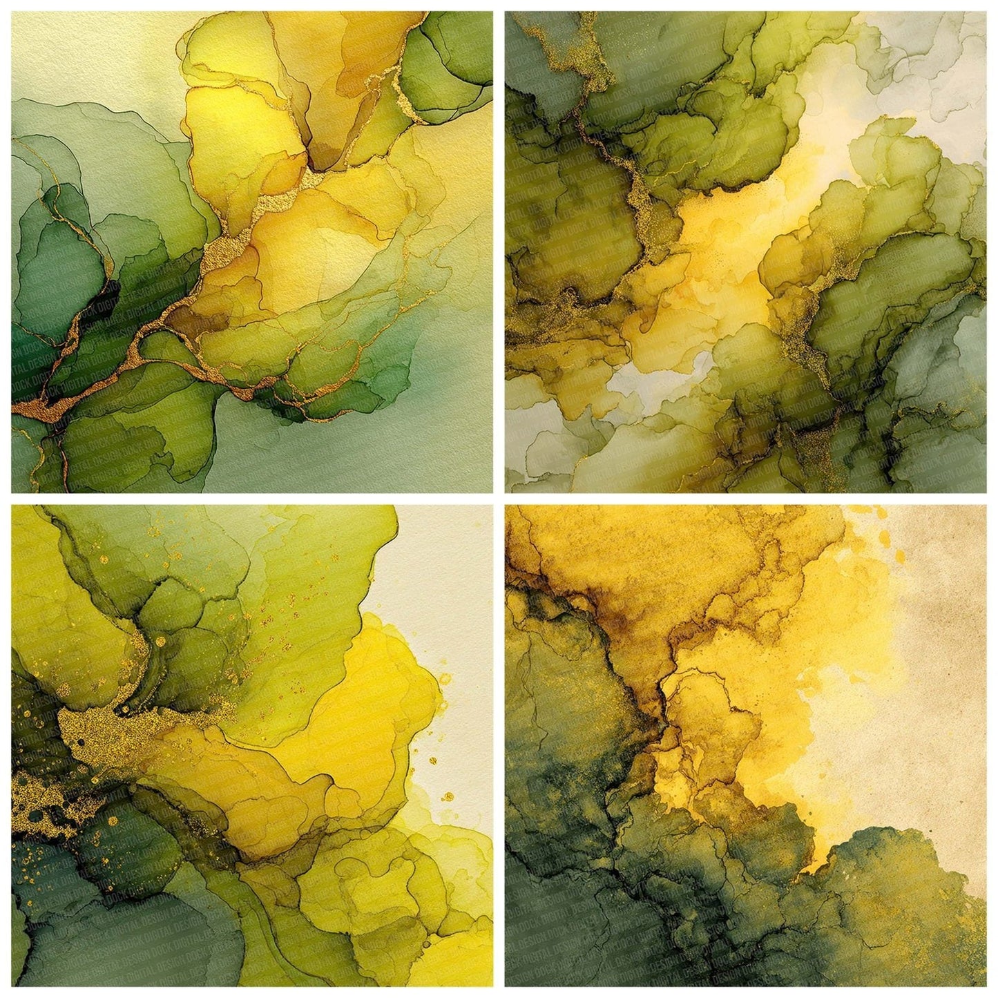 Gold Chartreuse Melt Digital Paper Pack (DDD001883)
